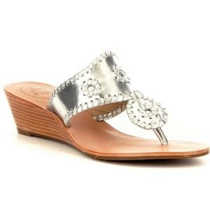 NWOT Jack Rogers Mid Wedge Silver Sandals